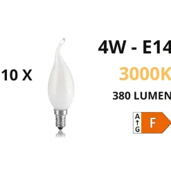 Lampadine Led-Ideal Lux Confezione n10 lampadine led e14 4w 3000k 380lm vetro bianco