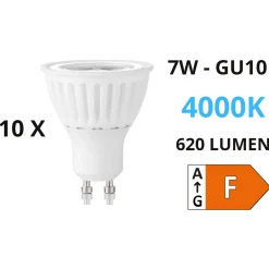 Lampadine Led-Ideal Lux Confezione n10 lampadine led gu10 7w 4000k 620lm cri90 ottica 50