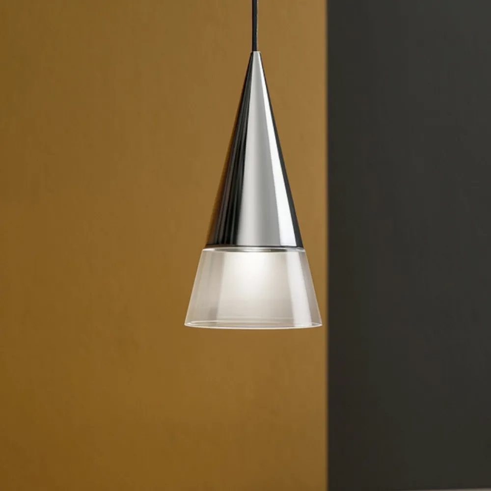 Lampade A Sospensione-Ideal Lux Cono sp1 lampada a sospensione per bancone isola cucina cromo