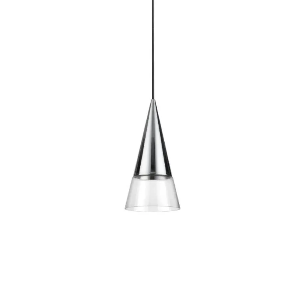 Lampade A Sospensione-Ideal Lux Cono sp1 lampada a sospensione per bancone isola cucina cromo