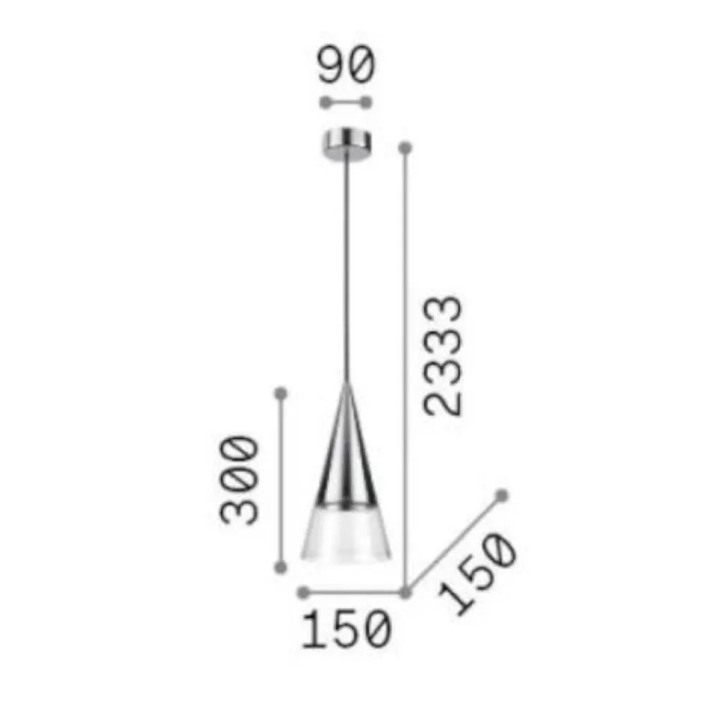 Lampade A Sospensione-Ideal Lux Cono sp1 lampada a sospensione per bancone isola cucina cromo