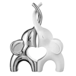 Soprammobili Moderni-Bongelli Preziosi Coppia di elefantini bianco argento soprammobile