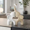 Soprammobili Moderni-Bongelli Preziosi Coppia di elefantini bianco nocciola 29x21 soprammobile