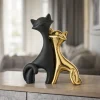 Soprammobili Moderni-Bongelli Preziosi Coppia di gatti nero oro soprammobile 24x29cm