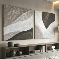 Quadri Moderni-Selezionato da Mazzolaluce Coppia di quadri astratti materici quadrati 80x80 moderni per soggiorno