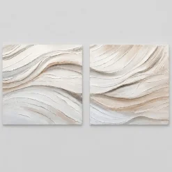 Quadri Moderni-Selezionato da Mazzolaluce Coppia di quadri astratti moderni pittura materica su tela per soggiorno bianco beige