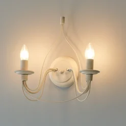 Applique Da Parete-Ideal Lux Corte ap2 applique ferro battuto bianco anticato 2 luci