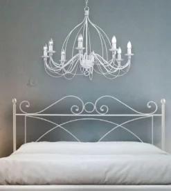 Lampadari Moderni-Ideal Lux Corte sp8 lampadario ferro batutto bianco