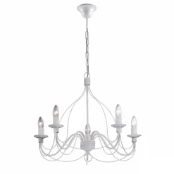 Lampadario Camera Da Letto-Ideal Lux Corte sp5 lampadario per camera da letto bianco antico