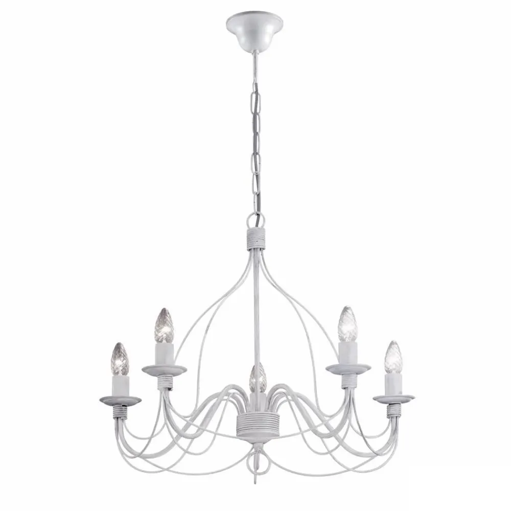 Lampadario Camera Da Letto-Ideal Lux Corte sp5 lampadario per camera da letto bianco antico