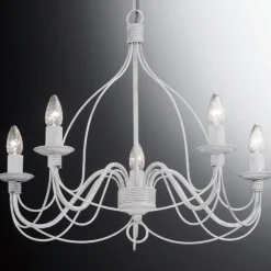 Lampadario Camera Da Letto-Ideal Lux Corte sp5 lampadario per camera da letto bianco antico