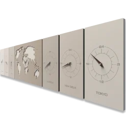 Orologi Da Parete Moderni-Selezionato da Mazzolaluce Cosmo grande orologio da parete planisfero legno colore caffellate fusi orari