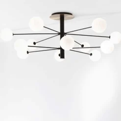 Plafoniere Moderne-Ideal Lux Cosmopolitan plafoniera camera da letto nero 10 sfere vetro bianco