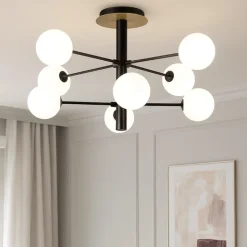 Plafoniere Moderne-Ideal Lux Cosmopolitan pl8 plafoniera ottone per camera da letto 8 sfere vetro
