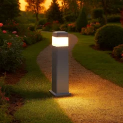 Lampioni Da Giardino-Ideal Lux Cosmo pt1 lampione da esterno grigio