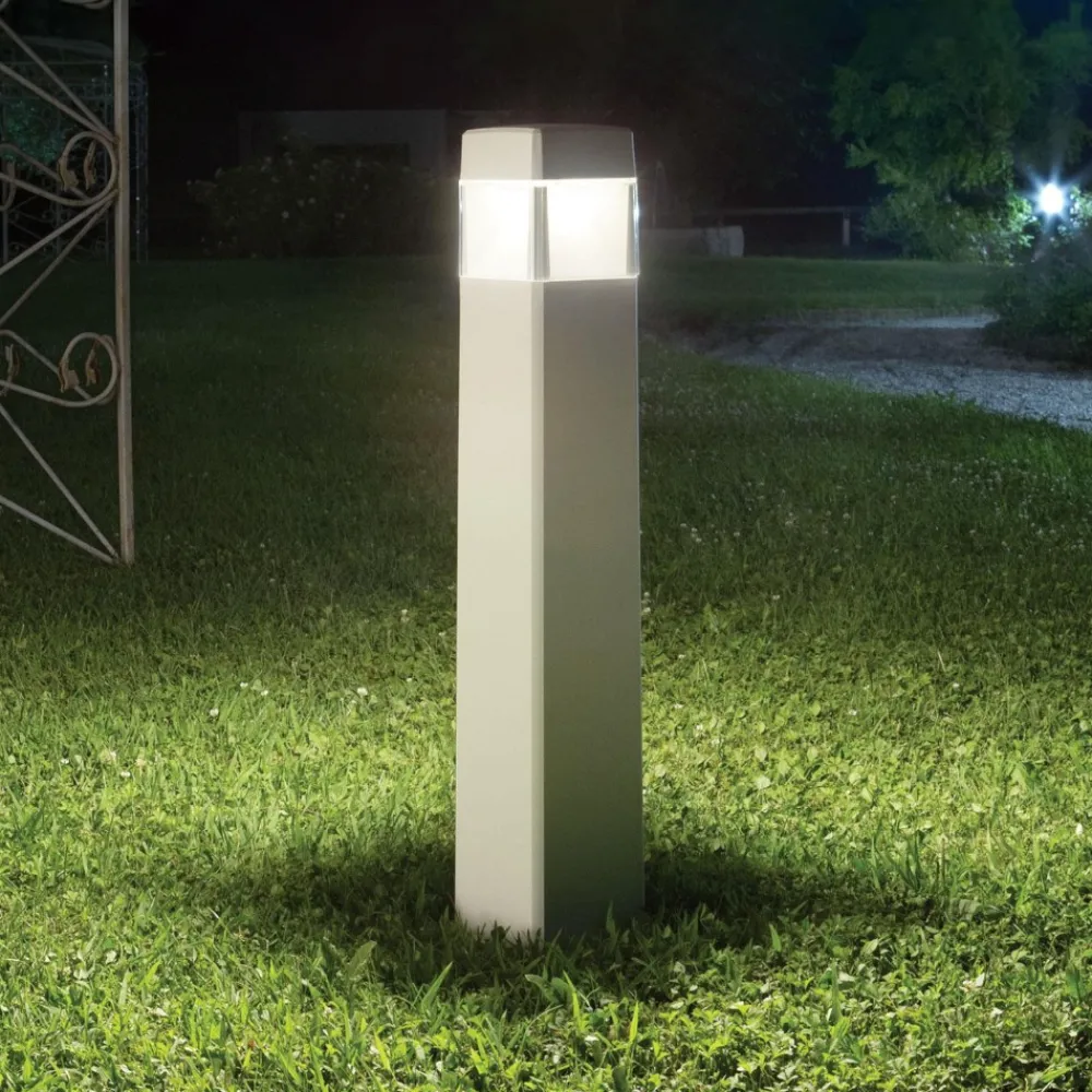 Lampioni Da Giardino-Ideal Lux Cosmo pt1 lampione da esterno ip55 bianco squadrato