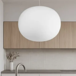 Lampadari Cucina-Ideal Lux Cotton sp1 d40 lampadario da cucina ovale bianco