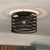 Plafoniere Moderne-Eglo Cremella plafoniera moderna nera tonda con paralume forato