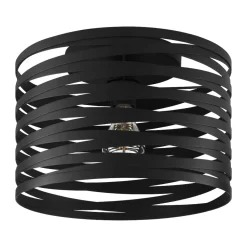 Plafoniere Moderne-Eglo Cremella plafoniera moderna nera tonda con paralume forato