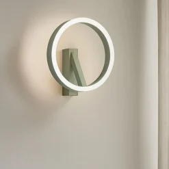 Applique Da Parete-Gea Luce Criseide applique led 3000k dimmerabile biemissione verde salvia