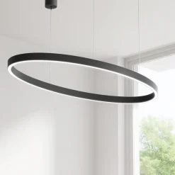 Lampadari Moderni-Gea Luce Criseide lampadario moderno nero ovale led 100w 3000k biemissione
