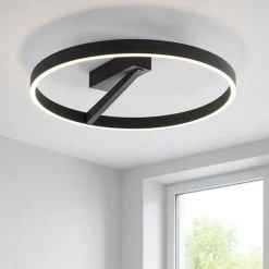 Plafoniere Moderne-Gea Luce Criseide plafoniera moderna led 60w 3000k nera tonda