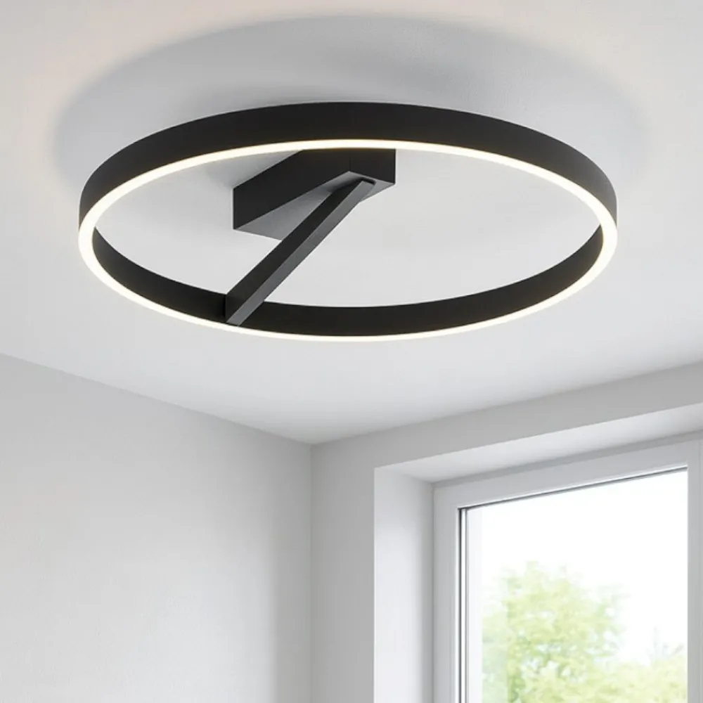 Plafoniere Moderne-Gea Luce Criseide plafoniera moderna led 60w 3000k nera tonda