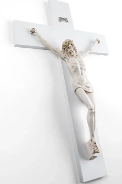Crocifissi Da Parete-Selezionato da Mazzolaluce Crocifisso da parete bianco avorio 25x16