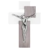 Crocifissi Da Parete-Bongelli Preziosi Crocifisso da parete rovere 42x30 moderno argentato