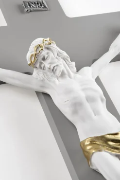 Crocifissi Da Parete-Selezionato da Mazzolaluce Crocifisso da parete 34x24 antracite bianco oro