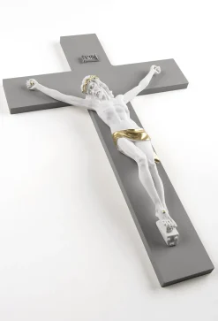 Crocifissi Da Parete-Selezionato da Mazzolaluce Crocifisso da parete 34x24 antracite bianco oro