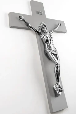 Crocifissi Da Parete-Selezionato da Mazzolaluce Crocifisso da parete 25x16 antracite argento