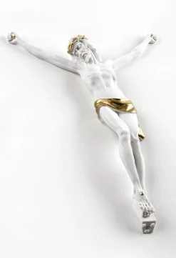 Crocifissi Da Parete-Selezionato da Mazzolaluce Crocifisso da parete 22x16 cristo senza crove bianco oro