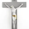 Crocifissi Da Parete-Selezionato da Mazzolaluce Crocifisso da parete 16x25 croce antracite cristo bianco oro