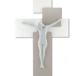 Crocifissi Da Parete-Bongelli Preziosi Crocifisso da parete 27x19 moderno tortora bianco