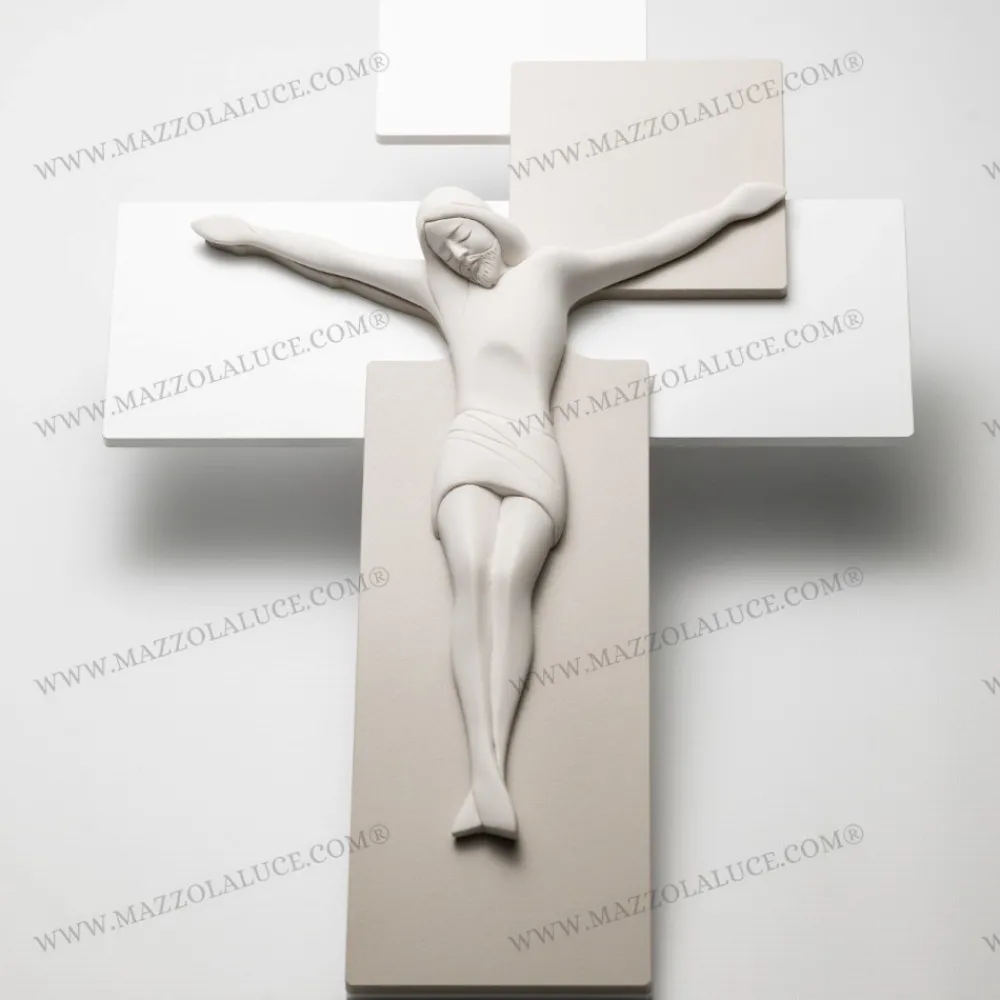Crocifissi Da Parete-Bongelli Preziosi Crocifisso da parete 27x19 moderno tortora bianco