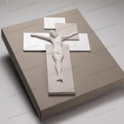 Crocifissi Da Parete-Bongelli Preziosi Crocifisso da parete 27x19 moderno tortora bianco