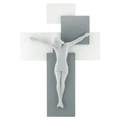 Crocifissi Da Parete-Bongelli Preziosi Crocifisso da parete 19x27 moderno grigio bianco