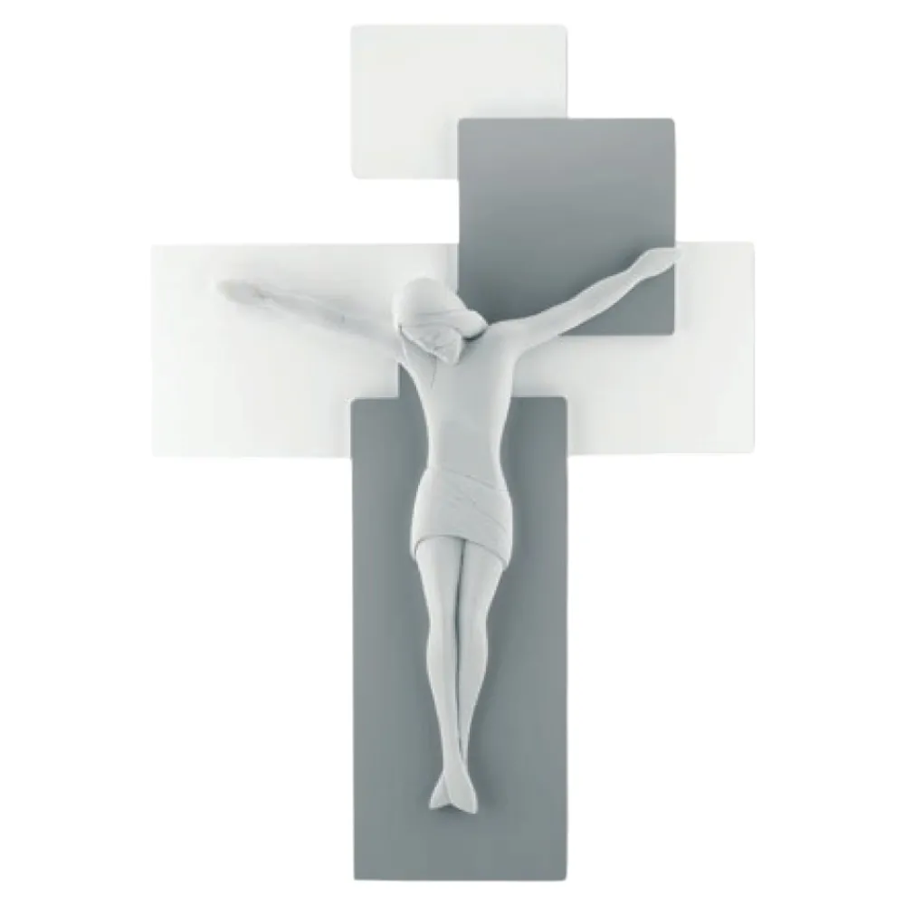 Crocifissi Da Parete-Bongelli Preziosi Crocifisso da parete 19x27 moderno grigio bianco