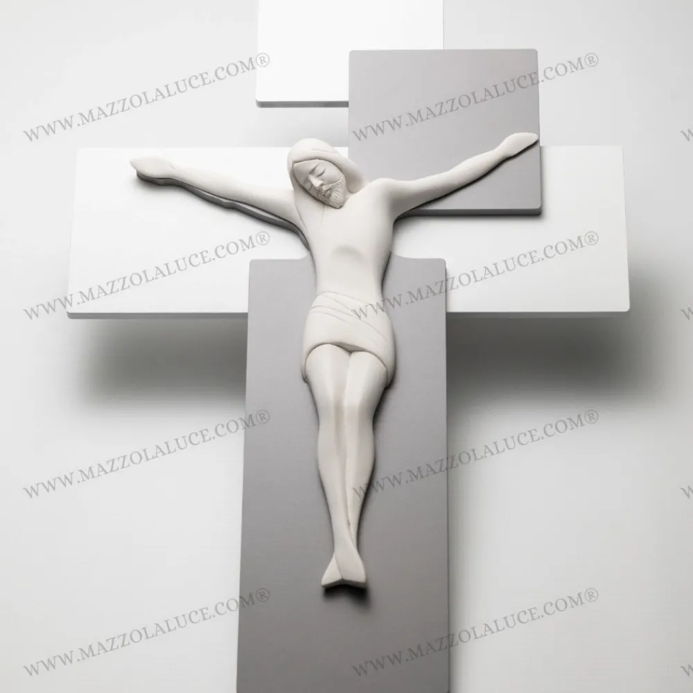 Crocifissi Da Parete-Bongelli Preziosi Crocifisso da parete 19x27 moderno grigio bianco