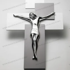 Crocifissi Da Parete-Bongelli Preziosi Crocifisso da parete 42x30 moderno argentato grigio