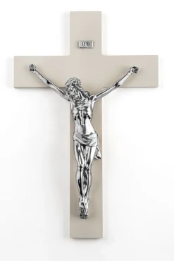 Crocifissi Da Parete-Selezionato da Mazzolaluce Crocifisso da parete 25x16 nocciola argento