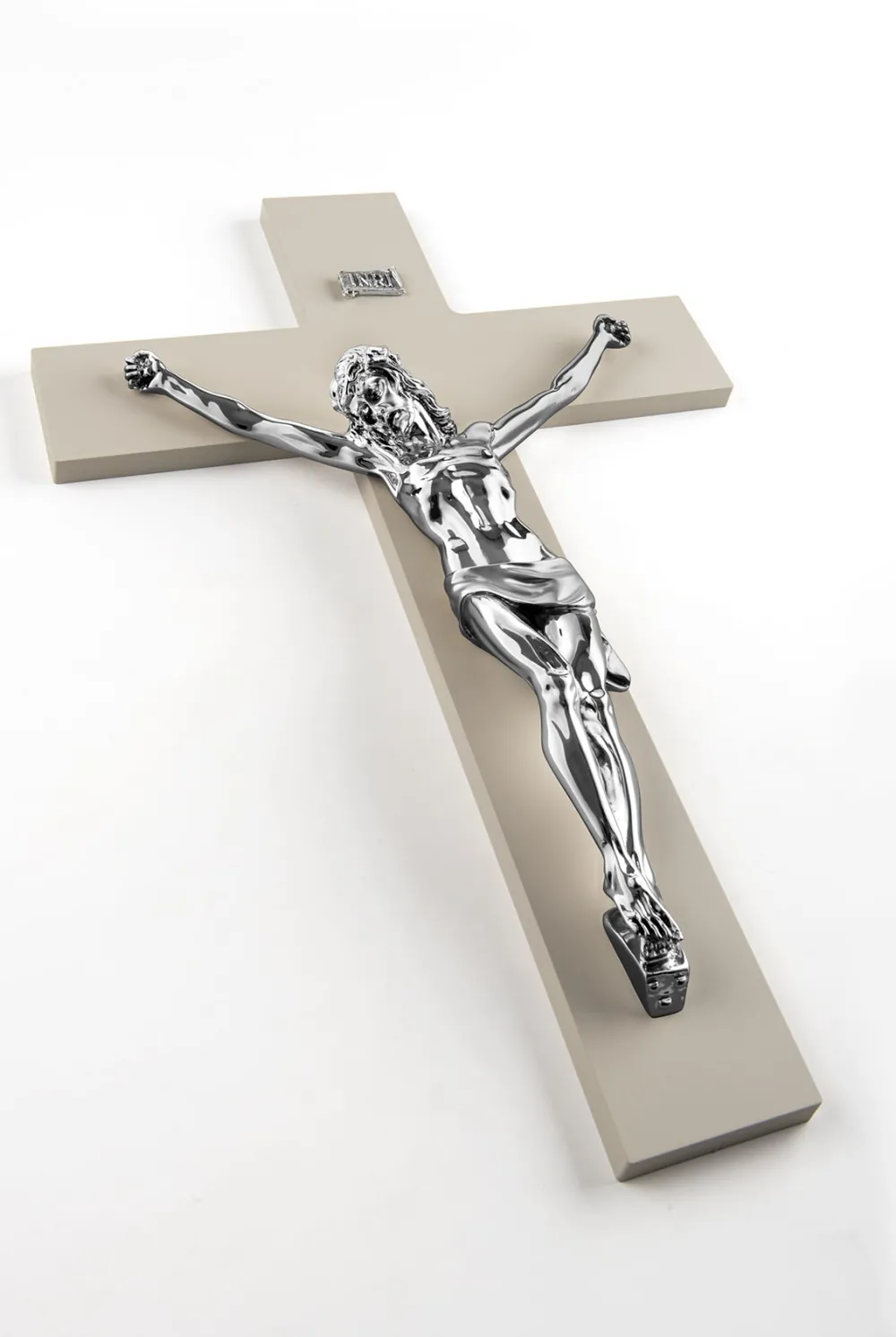 Crocifissi Da Parete-Selezionato da Mazzolaluce Crocifisso da parete 48x30 nocciola argento