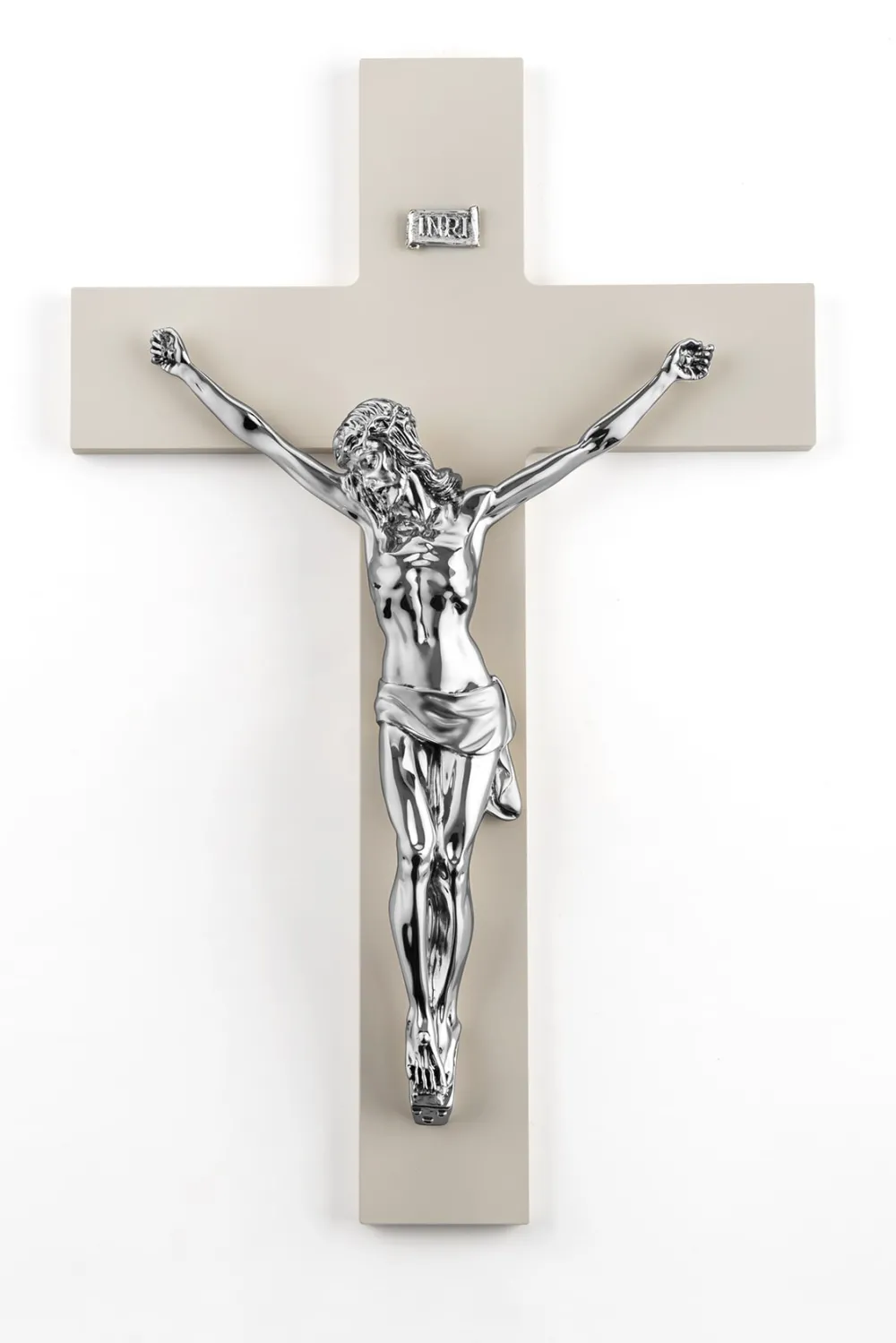 Crocifissi Da Parete-Selezionato da Mazzolaluce Crocifisso da parete 48x30 nocciola argento