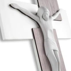 Crocifissi Da Parete-Bongelli Preziosi Crocifisso da parete 42x30 rovere moderno bianco