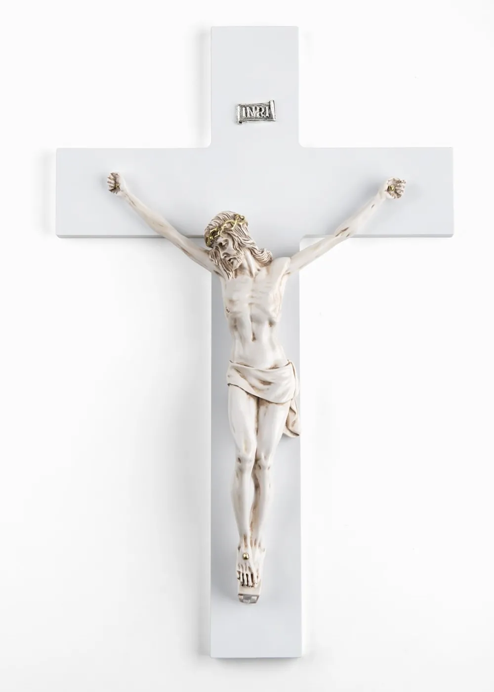 Crocifissi Da Parete-Selezionato da Mazzolaluce Crocifisso grande da parete 48x30 bianco cristo avorio