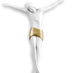 Crocifissi Da Parete-Selezionato da Mazzolaluce Crocifisso moderno senza croce 15x17 bianco oro da parete
