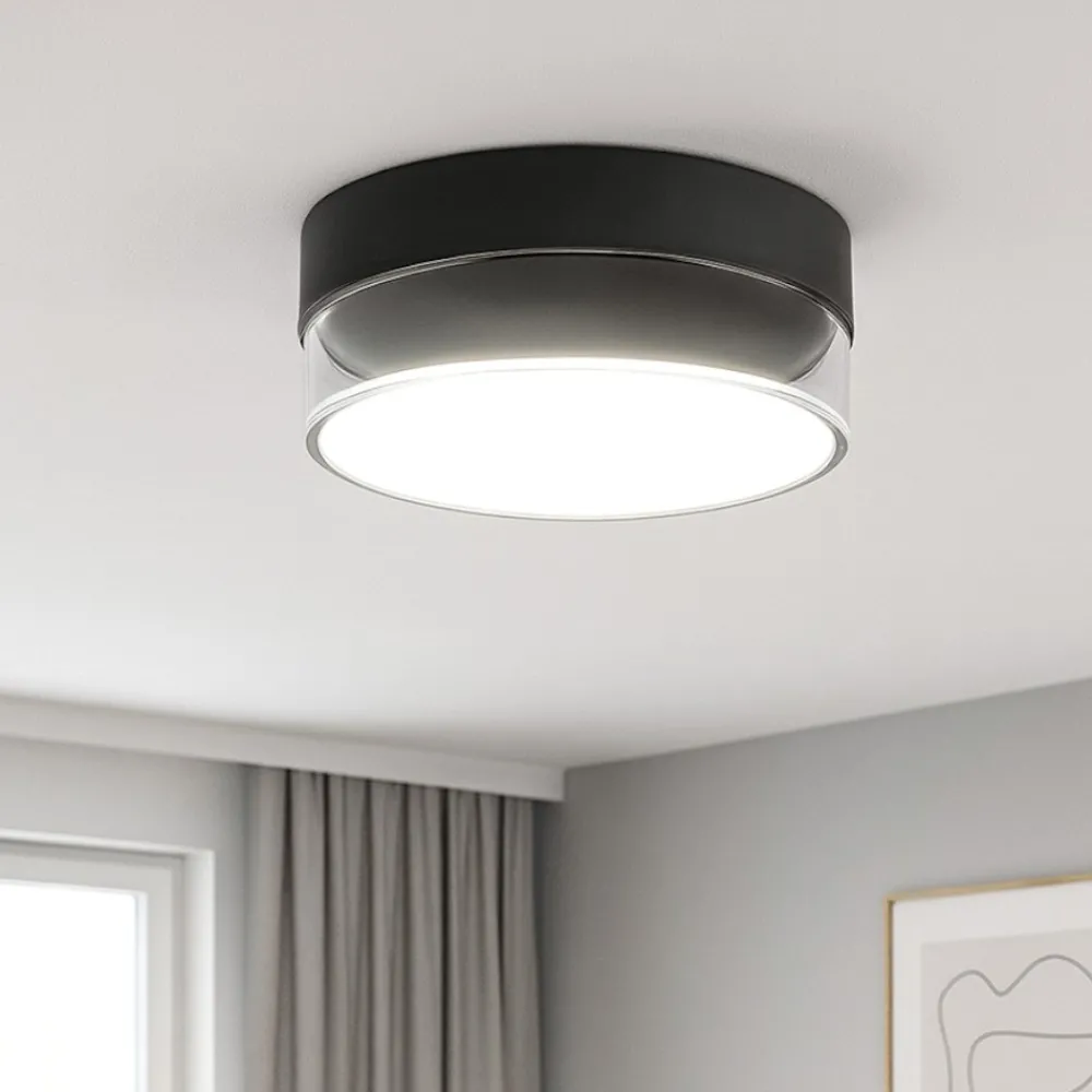 Plafoniere Moderne-Linea Light Crumb plafoniera led 15w 3000k rontona nera in vetro