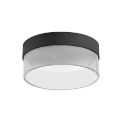 Plafoniere Moderne-Linea Light Crumb plafoniera led 15w 3000k rontona nera in vetro