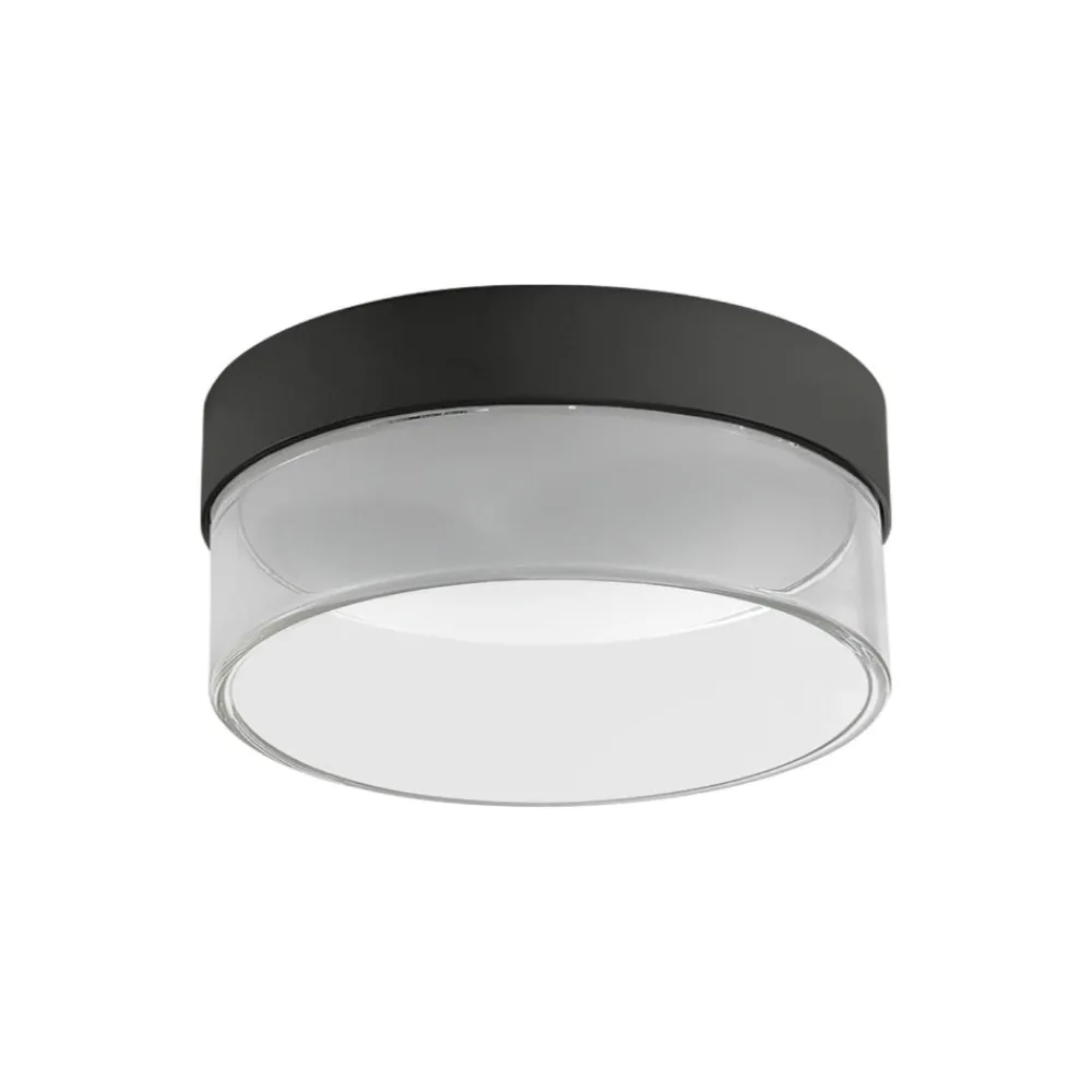 Plafoniere Moderne-Linea Light Crumb plafoniera led 15w 3000k rontona nera in vetro